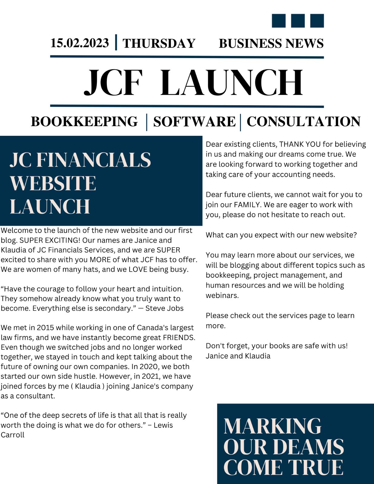 JCF Website Launch